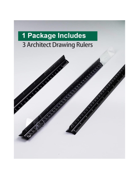 Regla de Escala Triangular Gwybkq 3 Paquetes Aluminio 30.48 cm