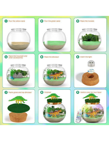 Kit de Terrario de Dinosaurios LAOESE - Juguete DIY 15x14.2 cm Kit de Terrario de Dinosaurios LAOESE - Juguete DIY 15x14.2 cm