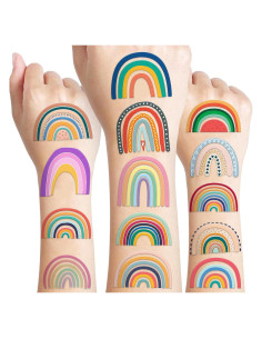 Tatuajes Temporales Arcoíris Pastel 96 Piezas MeoIsDaBest