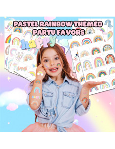 Tatuajes Temporales Arcoíris Pastel 96 Piezas MeoIsDaBest 2