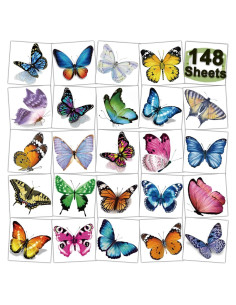 148 Tatuajes Temporales de Mariposa CHARLENT para Niños