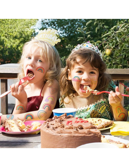 Tatuajes Temporales Arcoíris Pastel 96 Piezas MeoIsDaBest