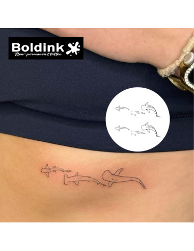 Tatuajes Semipermanentes Boldink - Pez 2, 7-14 Días, A Prueba de Agua