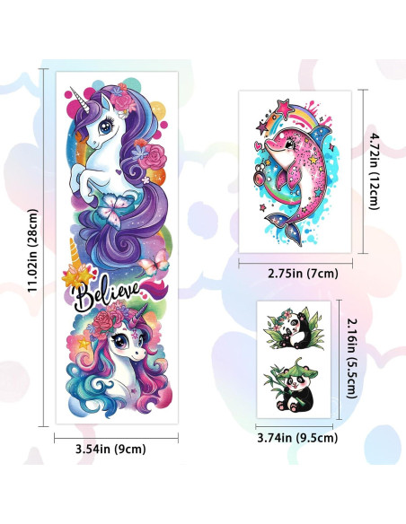 52 Hojas de Tatuajes Temporales Metuu para Niños - Animales y Más