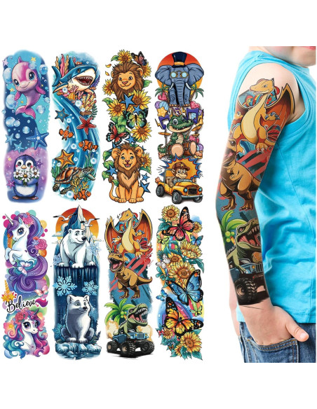 52 Hojas de Tatuajes Temporales Metuu para Niños - Animales y Más