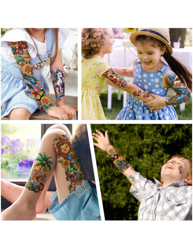 52 Hojas de Tatuajes Temporales Metuu para Niños - Animales y Más