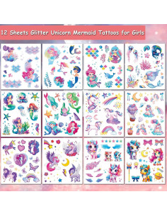 Tatuajes Temporales de Sirena Brillantes Hohamn - 120+ Estilos 2