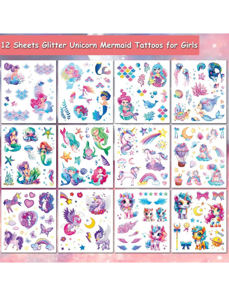 Tatuajes Temporales de Sirena Brillantes Hohamn - 120+ Estilos