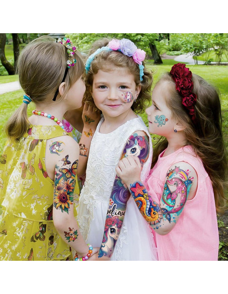 52 Hojas de Tatuajes Temporales Metuu para Niños - Animales y Más