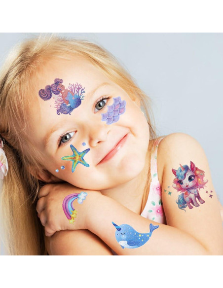 Tatuajes Temporales de Sirena Brillantes Hohamn - 120+ Estilos