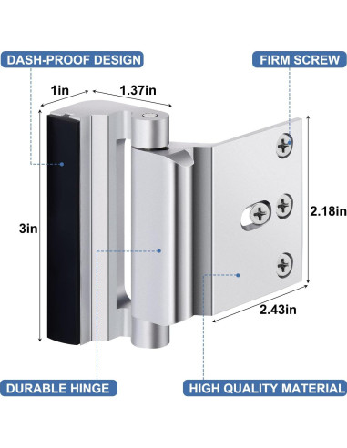 Cerraduras de Refuerzo Shimeyao para Puertas - 6 Piezas Plata