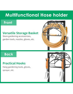 Soporte para Manguera de Jardín TomCare con Canasta 4 Picos 2