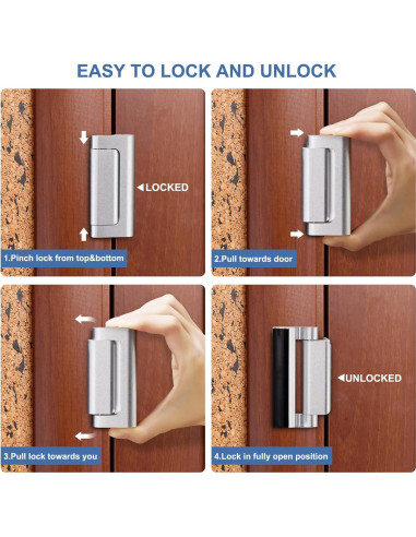 Cerraduras de Refuerzo Shimeyao para Puertas - 6 Piezas Plata