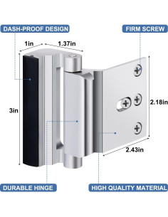 Cerraduras de Refuerzo Shimeyao para Puertas - 6 Piezas Plata 2