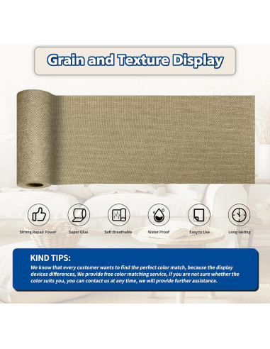 Kit de Parche de Reparación de Tela KING MOUNTAIN 10x160 cm Beige