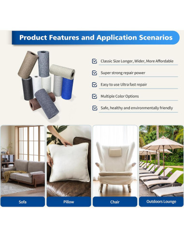 Kit de Parche de Reparación de Tela KING MOUNTAIN 10x160 cm Beige