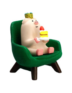Figurita Cerdita Comiendo Pastel RAQWI - Decoración Verde