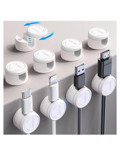 Paquete de 9 Clips Magnéticos Chfeila para Cables - Blanco