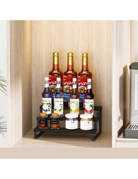 Estante de Especias Giikin de 3 Niveles en Madera Negro