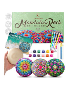 Kit de Pintura de Rocas Mandala Jardín Lunar - 4 Rocas Grandes