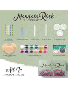 Kit de Pintura de Rocas Mandala Jardín Lunar - 4 Rocas Grandes 2