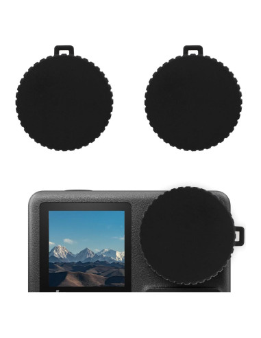 2 Tapas de Lente TPU para Osmo Action 3 y 4 - Protección Negra