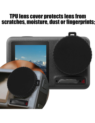 2 Tapas de Lente TPU para Osmo Action 3 y 4 - Protección Negra