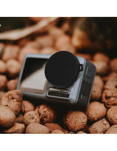 2 Tapas de Lente TPU para Osmo Action 3 y 4 - Protección Negra