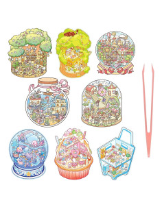 8 Juegos de Pegatinas 3D Genérico Animales Reutilizables