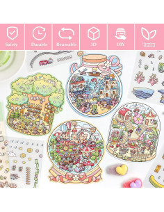 8 Juegos de Pegatinas 3D Genérico Animales Reutilizables 2