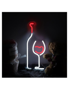 Letrero de Neón LED LAXUEDEER Botella de Vino y Vaso 43.7x19.3cm