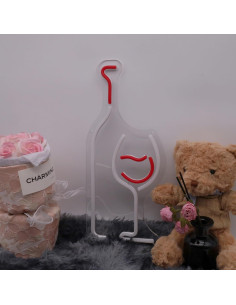 Letrero de Neón LED LAXUEDEER Botella de Vino y Vaso 43.7x19.3cm 2