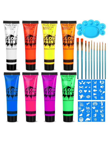 Pintura Facial y Corporal Neón UV Fenshine - 8 Tubos 24g
