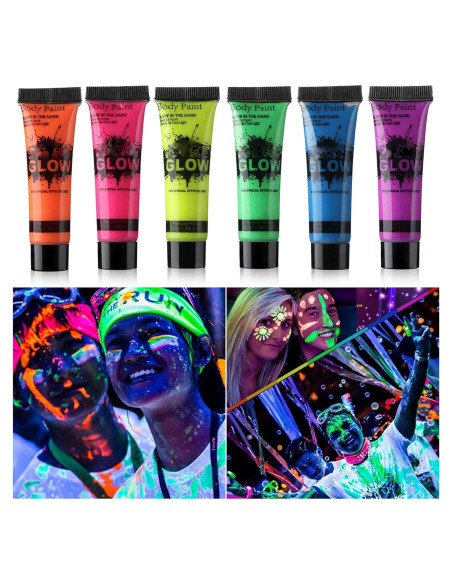 Pintura Facial y Corporal UV Neón Fluorescente GARYOB 6 Colores 10ml