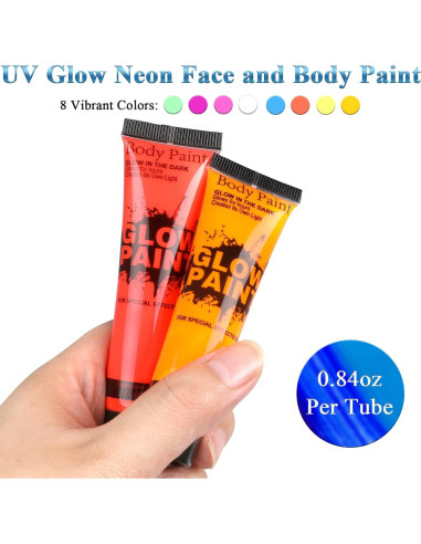 Pintura Facial y Corporal Neón UV Fenshine - 8 Tubos 24g