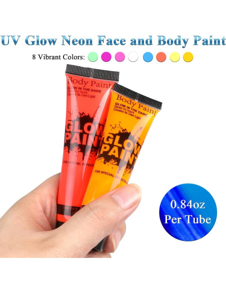 Pintura Facial y Corporal Neón UV Fenshine - 8 Tubos 24g