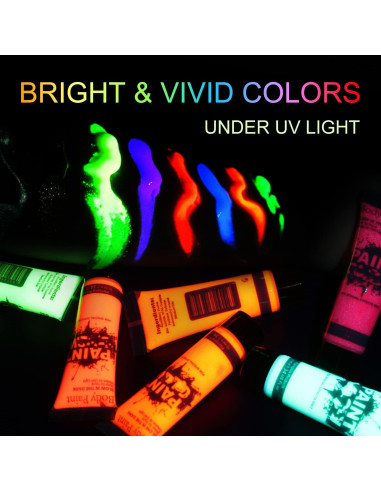 Pintura Facial y Corporal UV Neón Fluorescente GARYOB 6 Colores 10ml