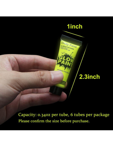Pintura Facial y Corporal UV Neón Fluorescente GARYOB 6 Colores 10ml