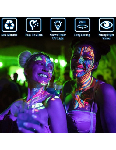 Pintura Facial y Corporal Neón UV Fenshine - 8 Tubos 24g