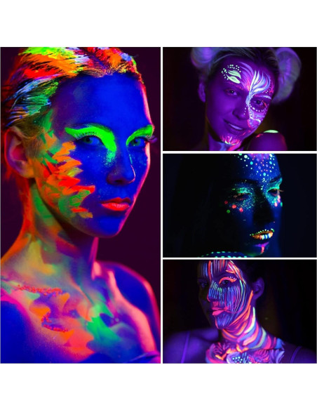 Pintura Facial y Corporal Neón UV Fenshine - 8 Tubos 24g