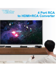 Convertidor RCA a HDMI Wiistar 4 Puertos 1080P con Interruptor 2