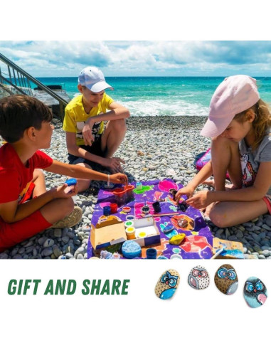 Kit de Pintura de Rocas de Río PGN - 40 Piezas 5-10 cm