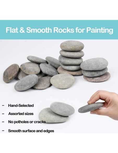 Simetufy 25 Rocas de Río para Pintar 5-8 cm Manualidades