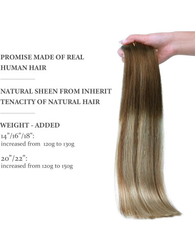 Extensiones de Cabello Clip Sin Costuras HOTBANANA 35.56 cm 120g 7pcs