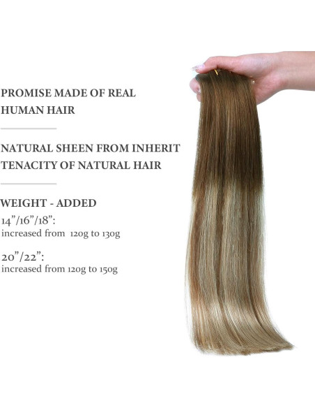Extensiones de Cabello Clip Sin Costuras HOTBANANA 35.56 cm 120g 7pcs