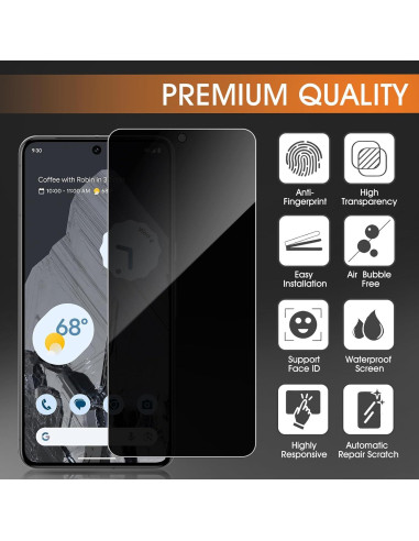 Paquete de 3 Protectores de Pantalla Privados Zonyee para Google Pixel 8 Pro