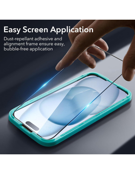 Protector de Pantalla ESR para iPhone 15 Plus - 3 Vidrio + 2 Lente