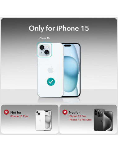 Protector de Pantalla ESR para iPhone 15 Plus - 3 Vidrio + 2 Lente