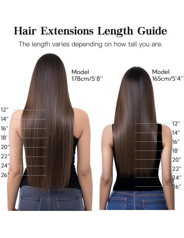 Extensiones de Cabello Clip Sin Costuras HOTBANANA 35.56 cm 120g 7pcs