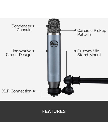 Micrófono de condensador Blue Ember XLR cardioide 0.38 kg